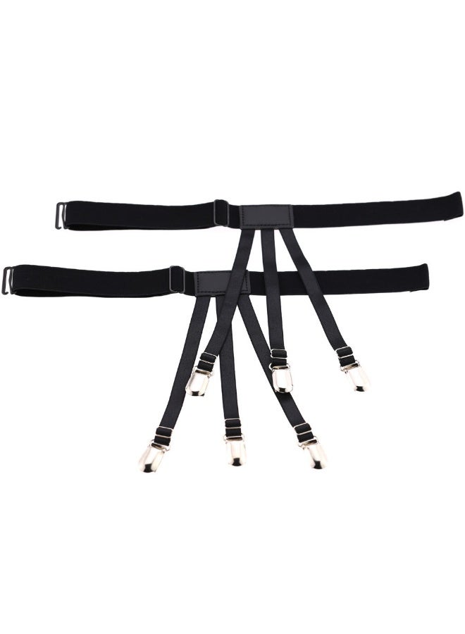 Adjustable Mens Shirt Stays Elastic Shirt Garters Holder Straps with Non-slip Locking Clamps - Image 5