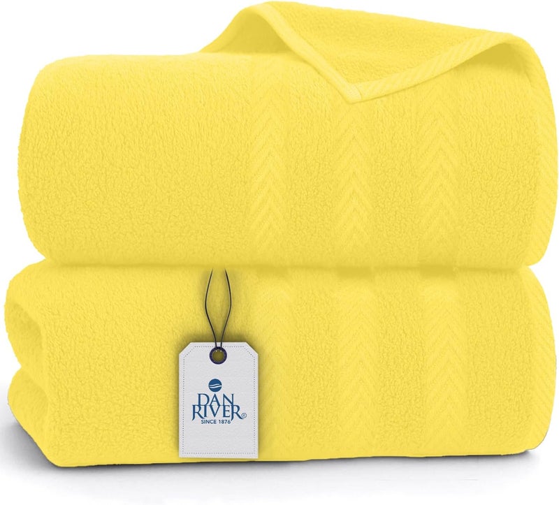 DAN RIVER 2 Pack Luxury Bath Sheets 35x70, 600 GSM, Soft & Quick Dry 100% Ring Spun Cotton Towels Ideal for Hotels, Spas, Gyms & Salons Extra Large, Yellow - Image 1