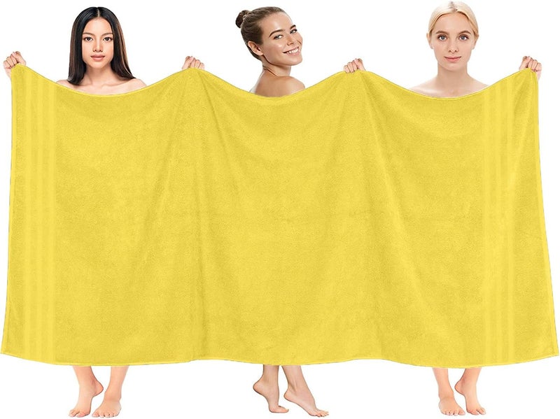 DAN RIVER 2 Pack Luxury Bath Sheets 35x70, 600 GSM, Soft & Quick Dry 100% Ring Spun Cotton Towels Ideal for Hotels, Spas, Gyms & Salons Extra Large, Yellow - Image 2