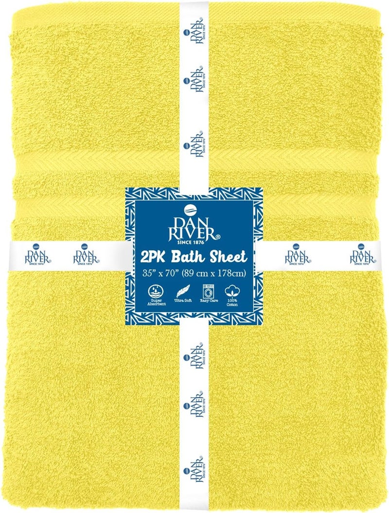 DAN RIVER 2 Pack Luxury Bath Sheets 35x70, 600 GSM, Soft & Quick Dry 100% Ring Spun Cotton Towels Ideal for Hotels, Spas, Gyms & Salons Extra Large, Yellow - Image 4