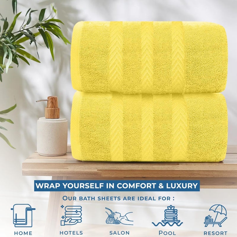 DAN RIVER 2 Pack Luxury Bath Sheets 35x70, 600 GSM, Soft & Quick Dry 100% Ring Spun Cotton Towels Ideal for Hotels, Spas, Gyms & Salons Extra Large, Yellow - Image 3