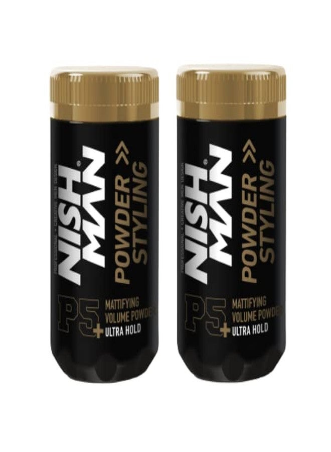 Nishman Mattifying Volume Powder Hair Wax P5+ ULTRA HOLD | Matte Finish | Vegan & Cruelty Free | Hair Voluminizing Powder Wax | Paraben & Sulphate Free 20-Gm (Pack Of 2) - Image 1