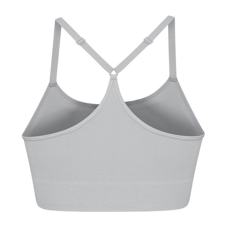 Ryka Women's Katharina Seamless Yoga Racerback Sports Bra with Removable Pads, 3 Pack, Grey/Black/Blue, Small - Image 4
