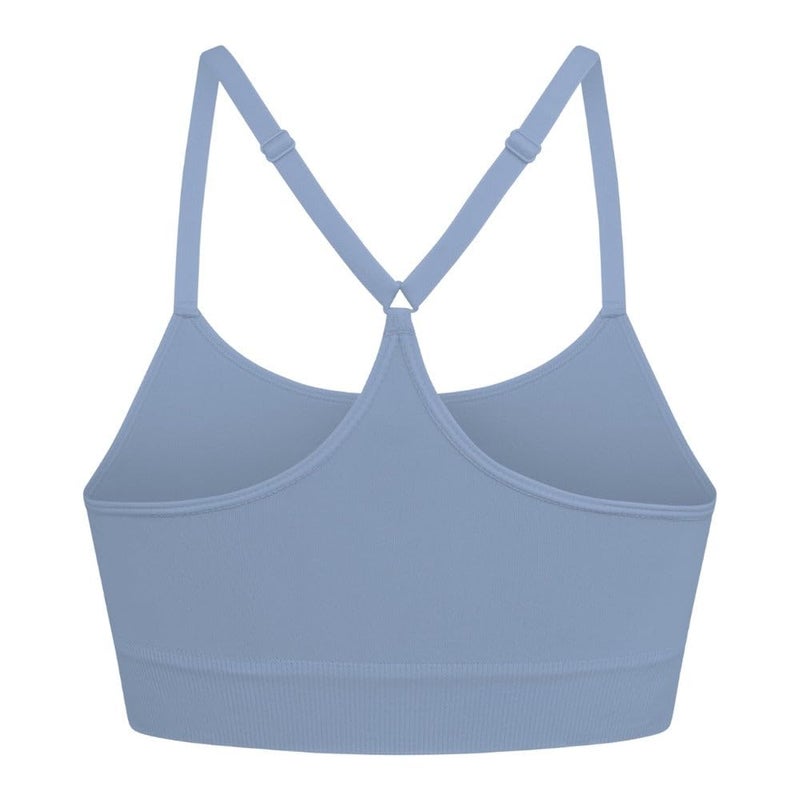 Ryka Women's Katharina Seamless Yoga Racerback Sports Bra with Removable Pads, 3 Pack, Grey/Black/Blue, Small - Image 2