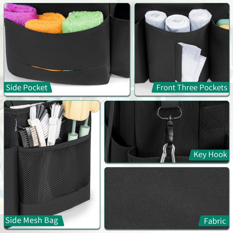 IBVIVIC Wearable Cleaning Caddy Bag for Cleaning Supplies, Large Capacity Cleaning Organizer Tote Bag Simple Kitchen Cleaning Supplies Storage Bag for Cleaners Housekeepers (Black) - Image 5