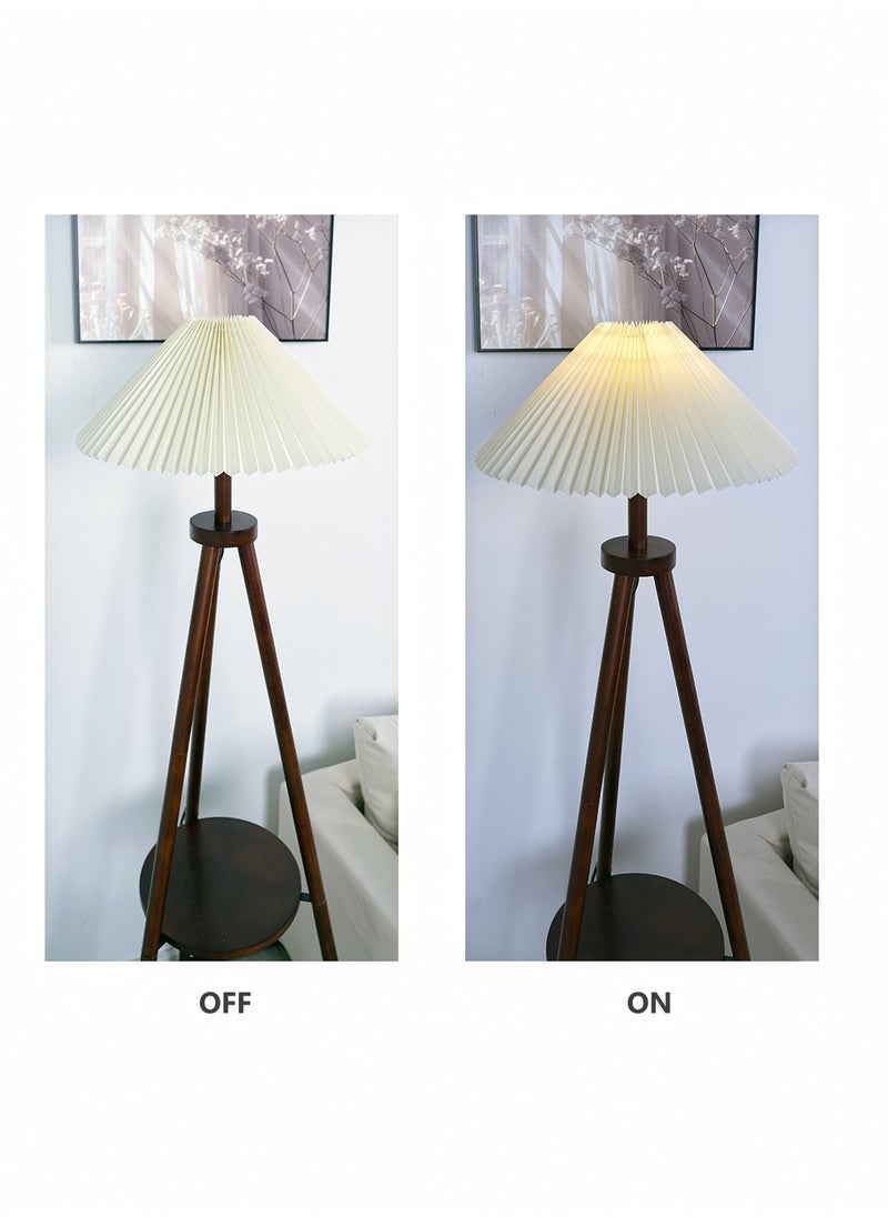 Onelight - Creative Wooden Tripod Floor Lamp With 3 Colors Led Light Source Adjustable Foot Switch And Coffee Table Storage Rack - Image 1