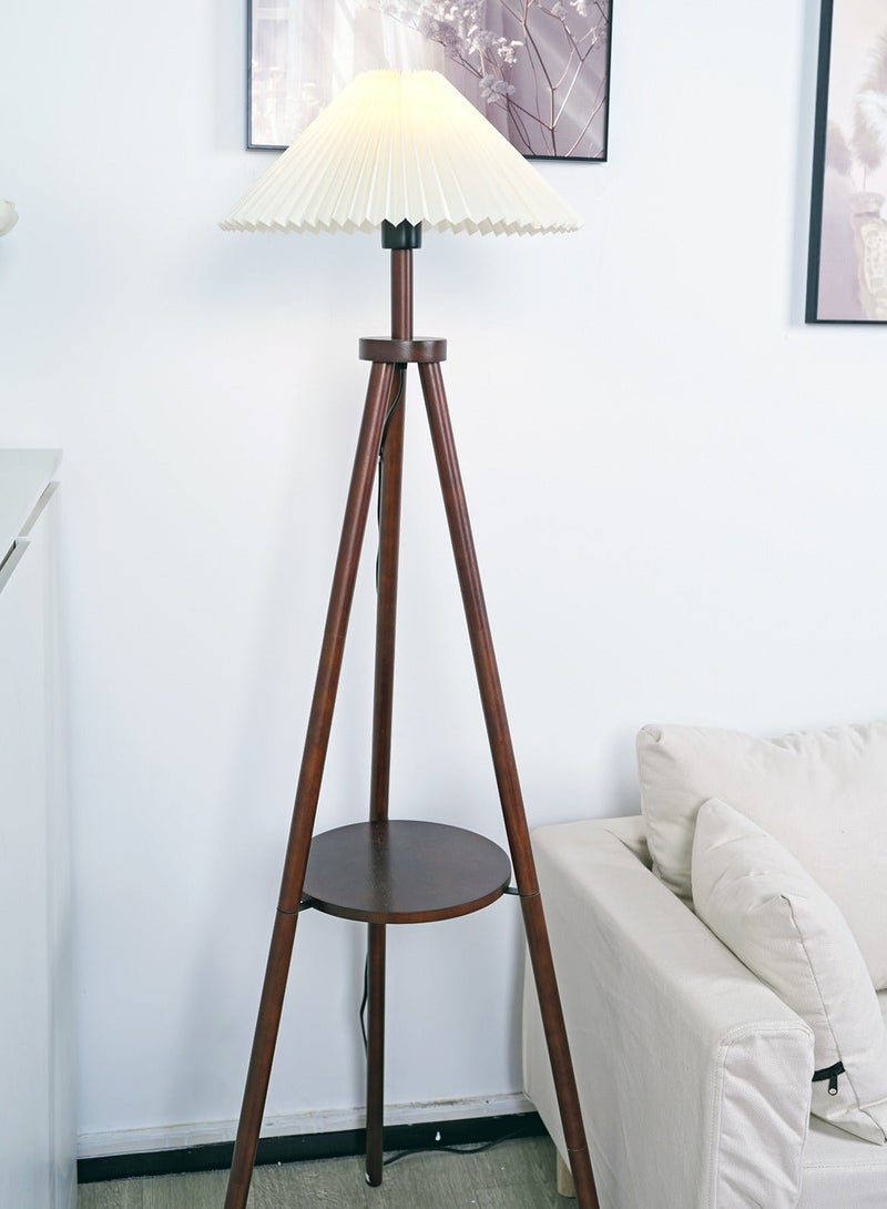 Onelight Creative Wooden Tripod Floor Lamp With 3 Colors Led Light Source Adjustable Foot Switch And Coffee Table Storage Rack - Image 2