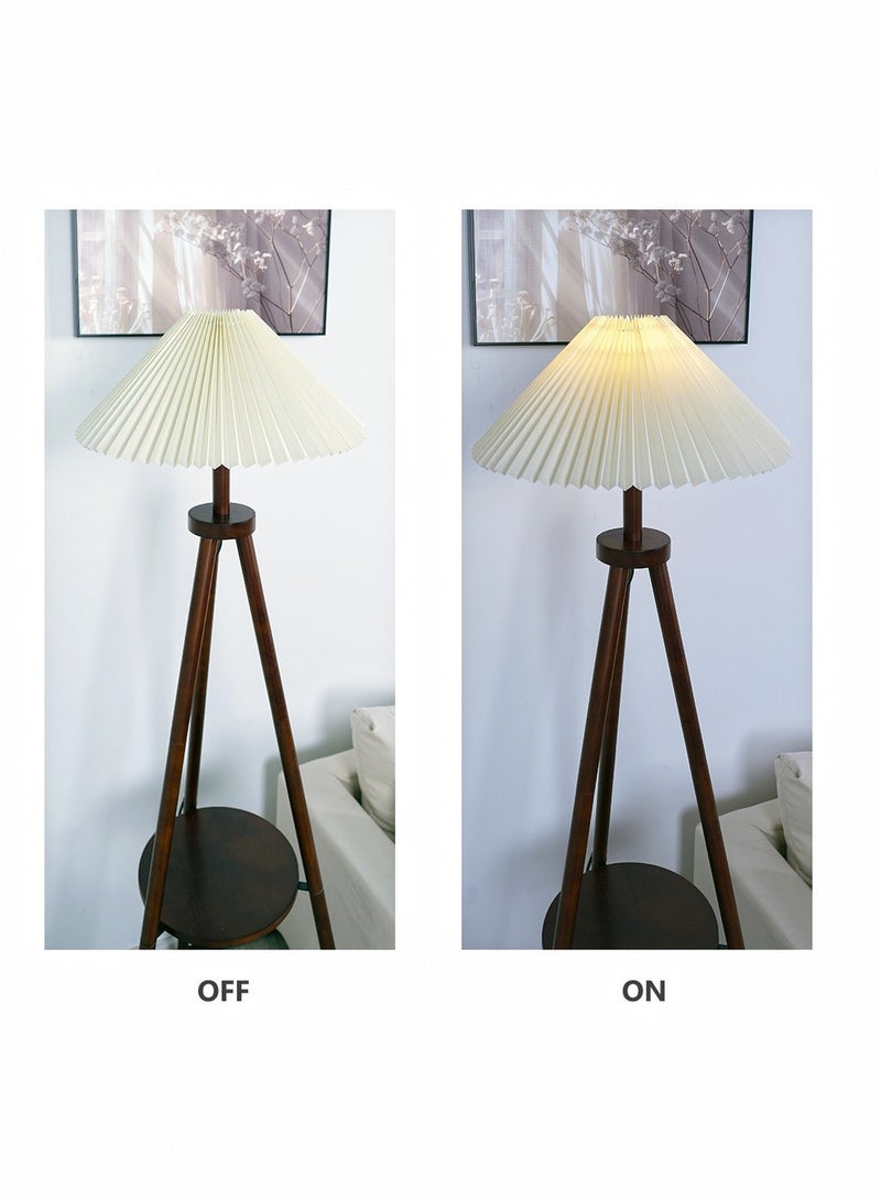 Onelight Creative Wooden Tripod Floor Lamp With 3 Colors Led Light Source Adjustable Foot Switch And Coffee Table Storage Rack - Image 5