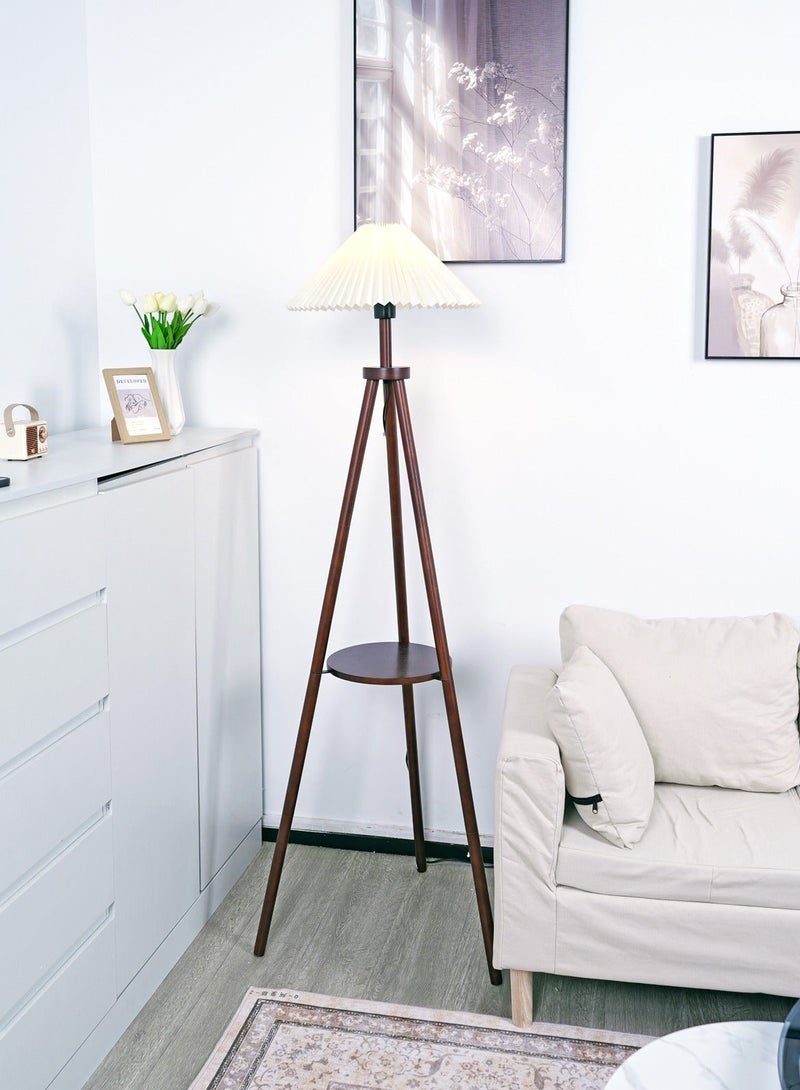 Onelight Creative Wooden Tripod Floor Lamp With 3 Colors Led Light Source Adjustable Foot Switch And Coffee Table Storage Rack - Image 3