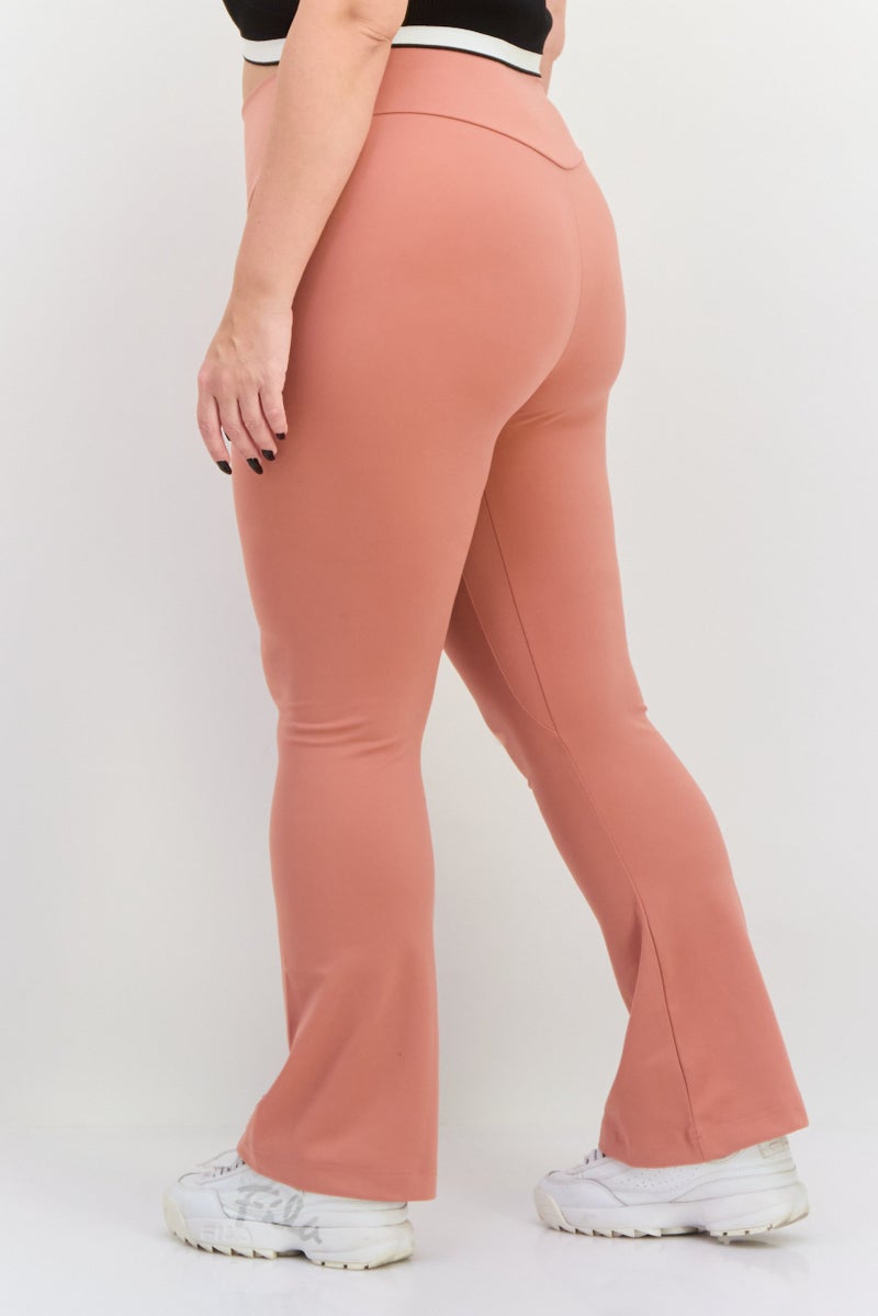 The Giving Movement Women Solid Pull On Flared Leggings, Old Rose - Image 2