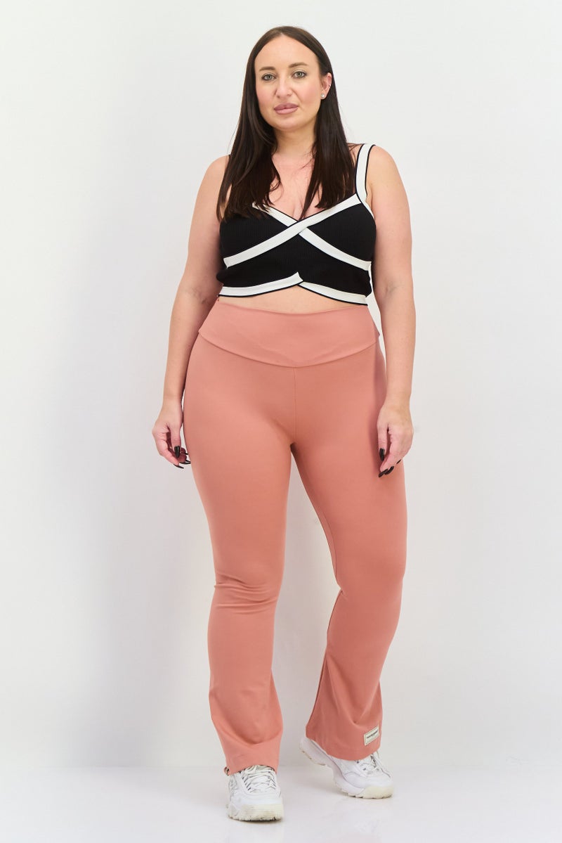 The Giving Movement Women Solid Pull On Flared Leggings, Old Rose - Image 3