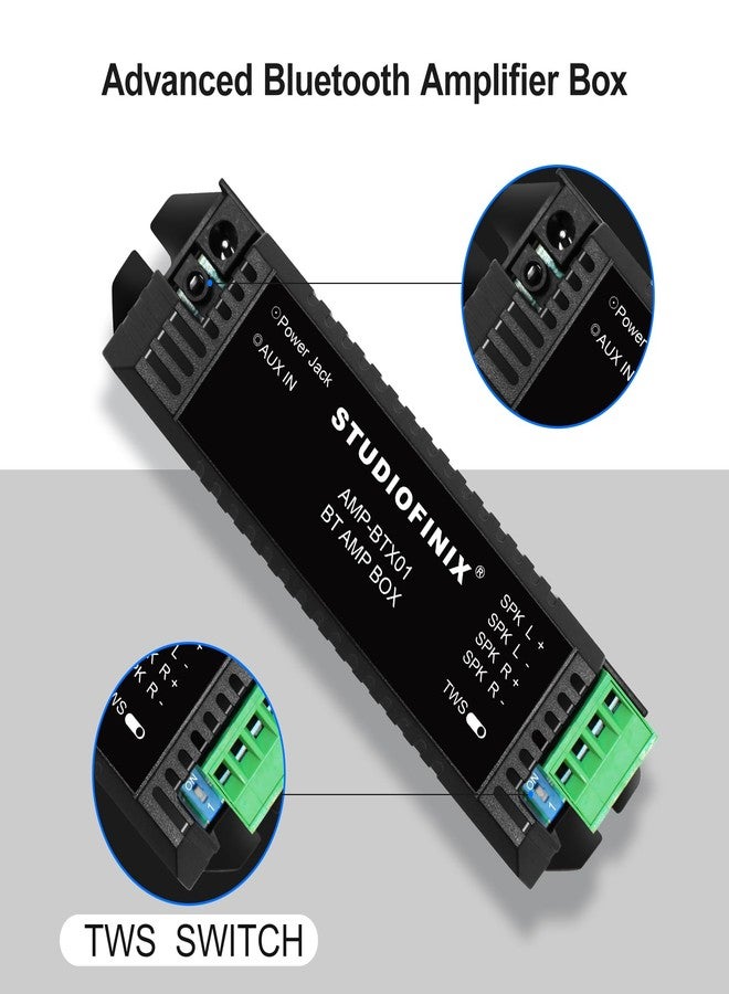 STUDIOFINIX STUODIOFINIX Mini Bluetooth Amplifier 2 Channels for Passive Speakers with TWS, AUX, Replacement Part, Suitable for Wall/Ceiling/Marine Speakers/Bookcase - Image 4