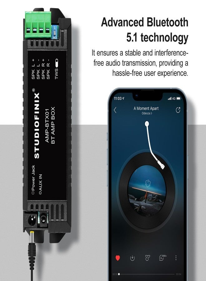STUDIOFINIX STUODIOFINIX Mini Bluetooth Amplifier 2 Channels for Passive Speakers with TWS, AUX, Replacement Part, Suitable for Wall/Ceiling/Marine Speakers/Bookcase - Image 3
