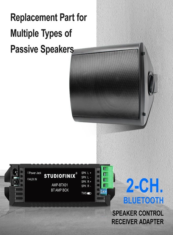 STUDIOFINIX STUODIOFINIX Mini Bluetooth Amplifier 2 Channels for Passive Speakers with TWS, AUX, Replacement Part, Suitable for Wall/Ceiling/Marine Speakers/Bookcase - Image 2