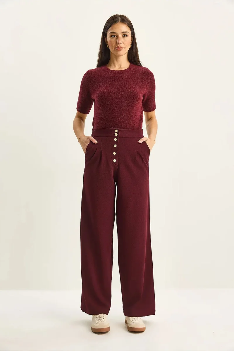 بيانكو لوتشي LUCCI High Waist Wide Leg Palazzo Pants