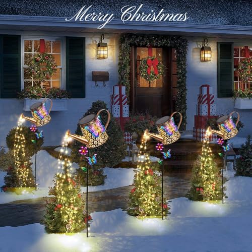 Newinhome Solar Watering Can with Lights Outdoor Garden,Waterproof Garden Stake Lights Decoration for Yard Lawn Patio Pathway Front Porch Landscape Gardening Gifts for Mom Grandma Women Birthday Gift - Image 2