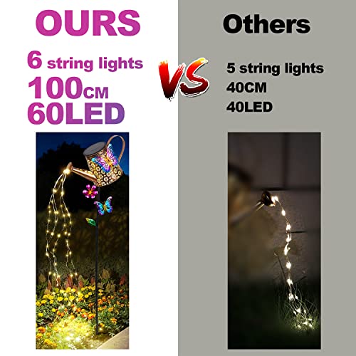 Newinhome Solar Watering Can with Lights Outdoor Garden,Waterproof Garden Stake Lights Decoration for Yard Lawn Patio Pathway Front Porch Landscape Gardening Gifts for Mom Grandma Women Birthday Gift - Image 4
