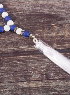 The Black Pearl Accessories Blue & White Alabaster Stone Prayer Bead of 33 Beads  - Image 4