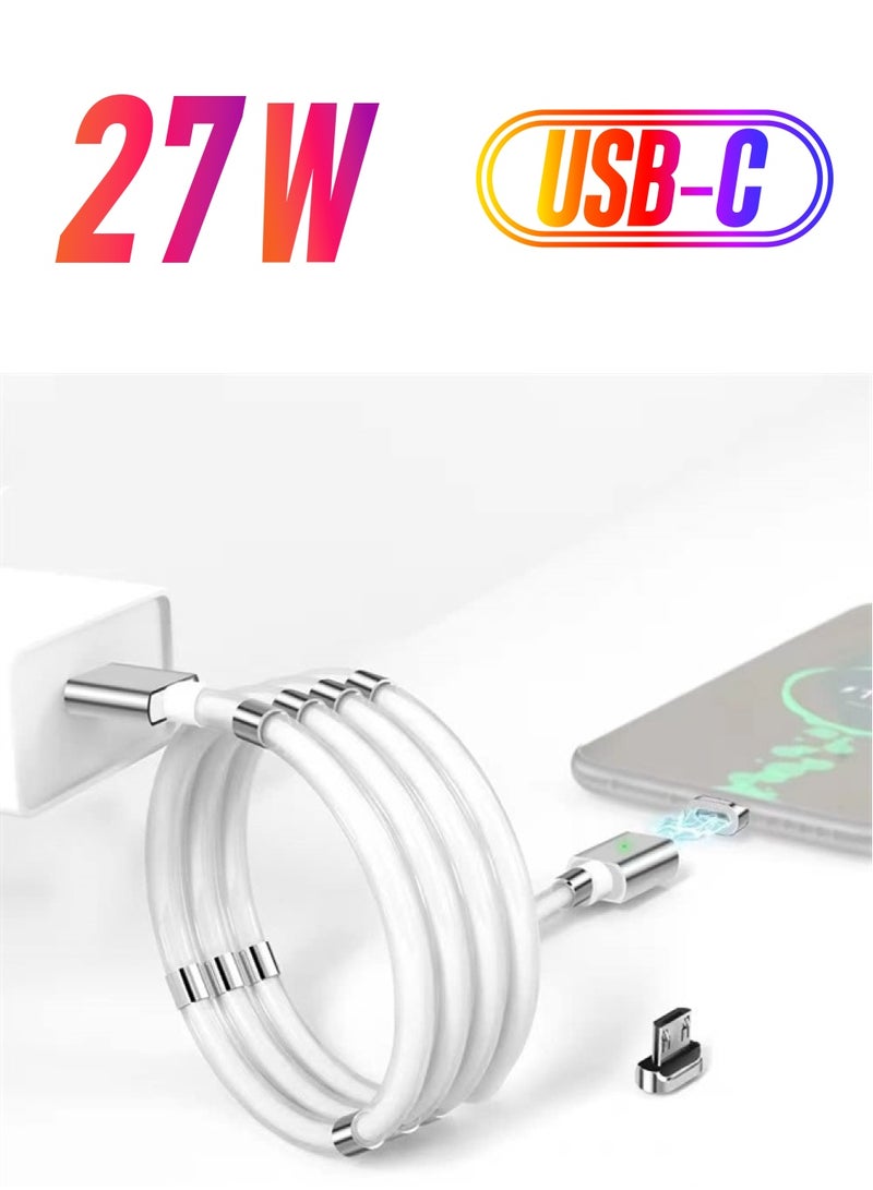 AUCON كابل شحن مغناطيسي 2 في 1 كابل بيانات مزدوج المغناطيس QC3.0 شحن سريع Micro USB Type C 3.28 قدم - Image 1