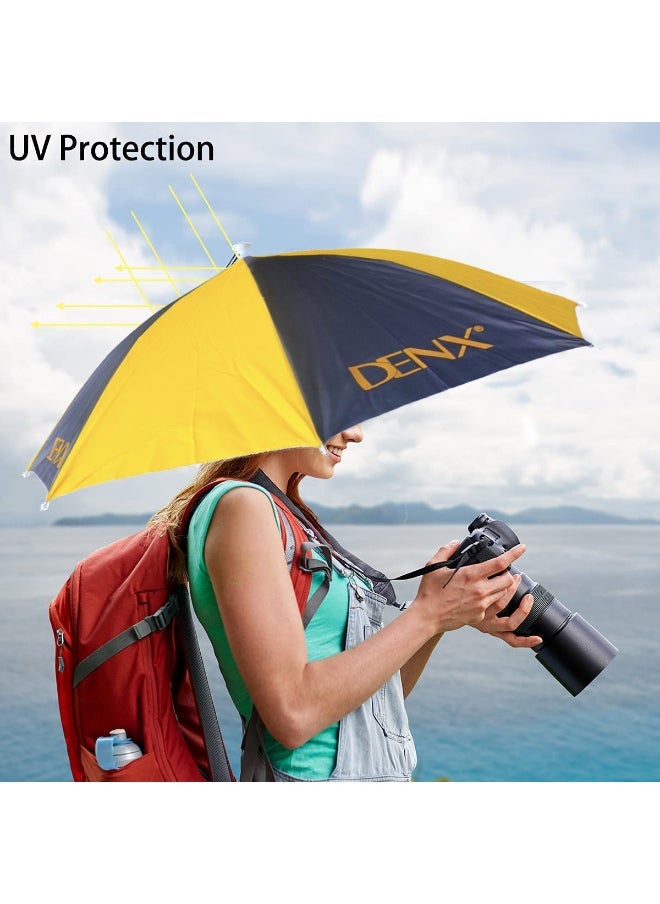Denx Foldable Head Umbrella Hat For Outdoor Activities And Sunlight Uv Protection Yellow/Black - Image 2