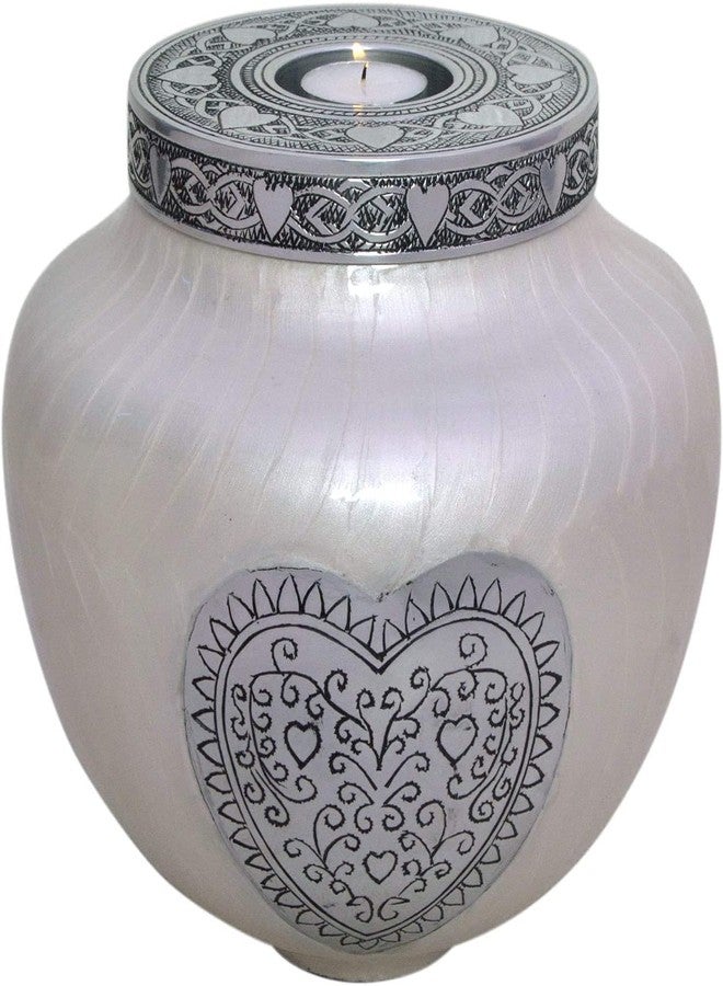 hlc Cremation Urns for Human Ashes Adult - White Candle Cremation Urn - Keepsake urn - Display at Home or for Burial, Niche or Columbarium - Medium Funeral Urn - Modern Beautiful Memorial Urn 6 x 5 - Image 3