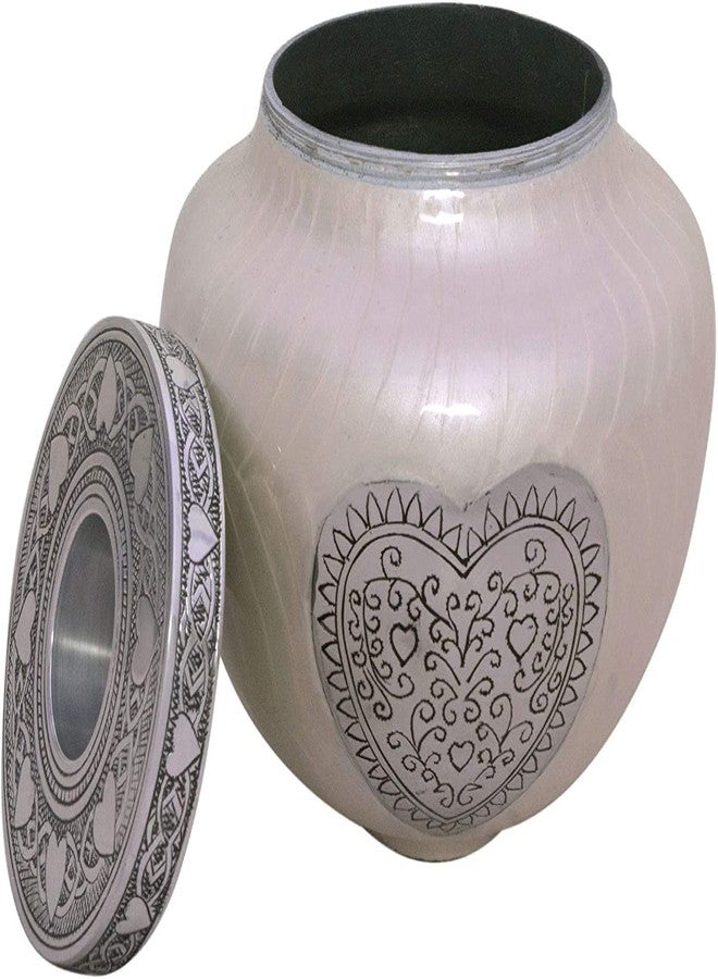 hlc Cremation Urns for Human Ashes Adult - White Candle Cremation Urn - Keepsake urn - Display at Home or for Burial, Niche or Columbarium - Medium Funeral Urn - Modern Beautiful Memorial Urn 6 x 5 - Image 2
