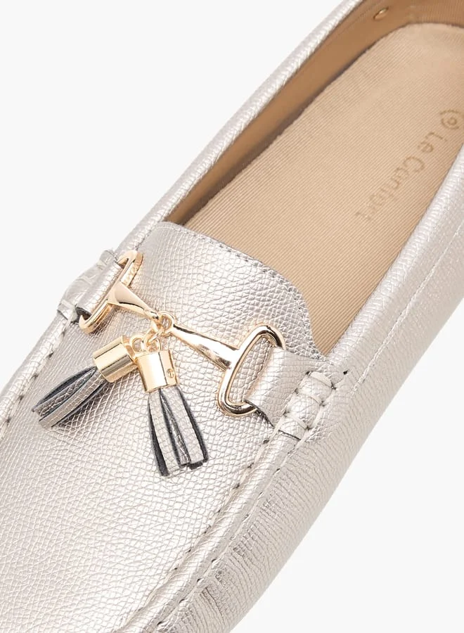 Le Confort Women Textured Slip-On Loafers with Tassel Detail