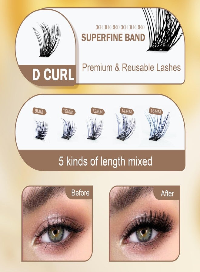 Yargkos Lash Extension Kit, 110Pcs D Curl Clusters False Lashes Mix 8-16mm, 2-in-1 Bond Seal Glue, Makeup Remover, Eyelash Tweezers with Comb, Women Individual DIY Application Set at Home, A3-Purple - Image 2