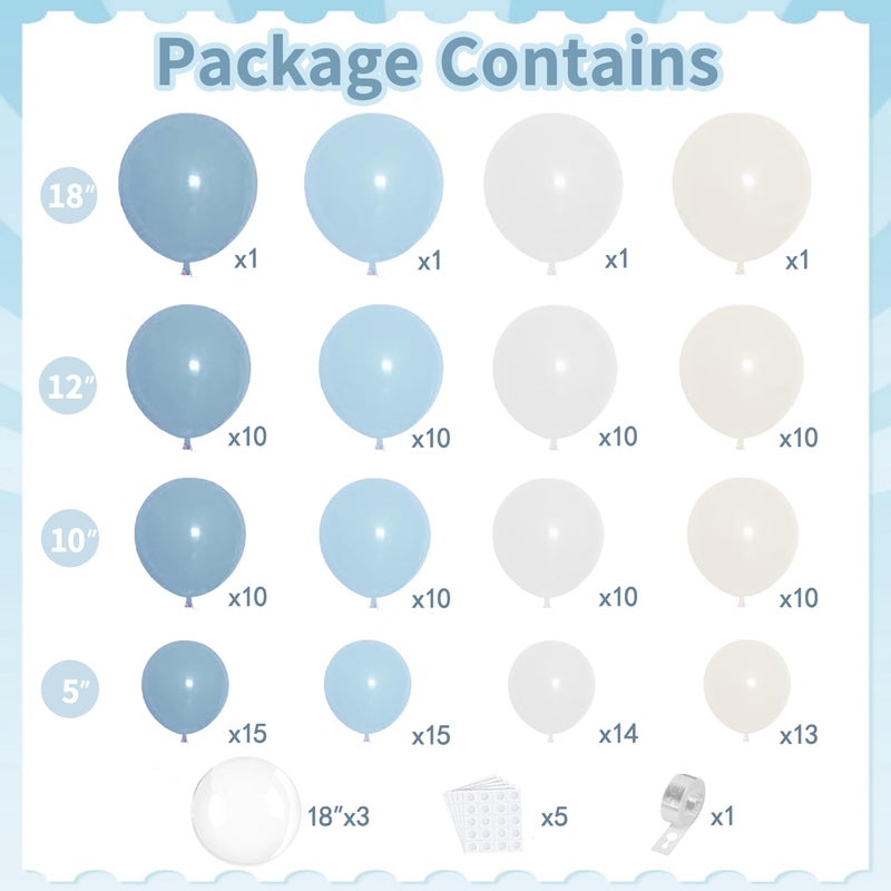 PUFFLD Dusty Blue Balloons Arch Garland Kit, Light Pastel Blue and Sand White Balloons for Birthday Gender Reveal Graduation Bachelorette Party Decorations - Image 2