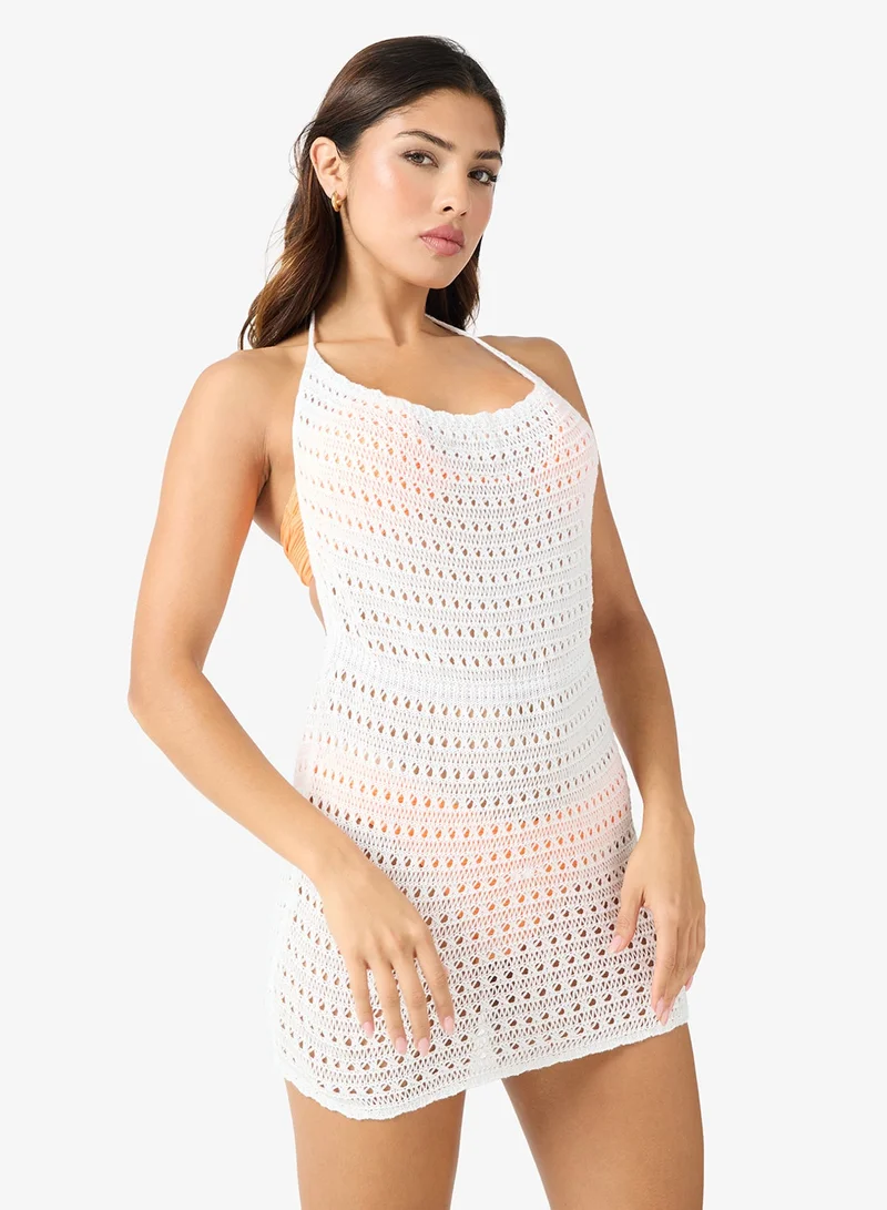 Ginger Halter Neck Crochet Beach Dress