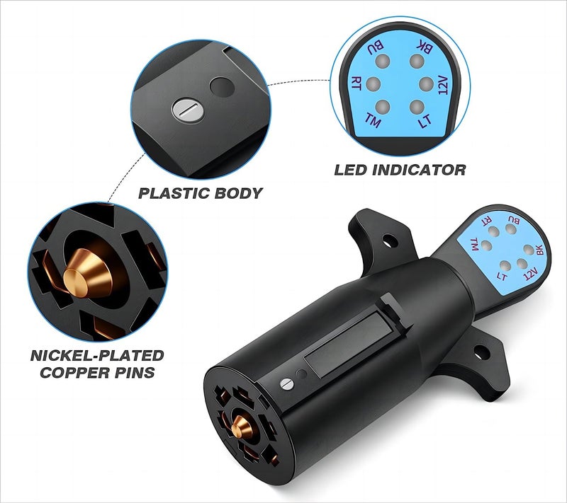 NEW SUN موصل دائرة إضاءة المقطورة الثقيلة 7-طريق من NEW SUN مع مؤشر LED، محول توصيل كهربائي دائري ذو 7 دبابيس من نوع RV جودة مكيفة للمناخ - Image 3