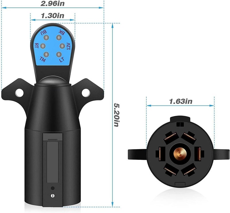 NEW SUN موصل دائرة إضاءة المقطورة الثقيلة 7-طريق من NEW SUN مع مؤشر LED، محول توصيل كهربائي دائري ذو 7 دبابيس من نوع RV جودة مكيفة للمناخ - Image 5