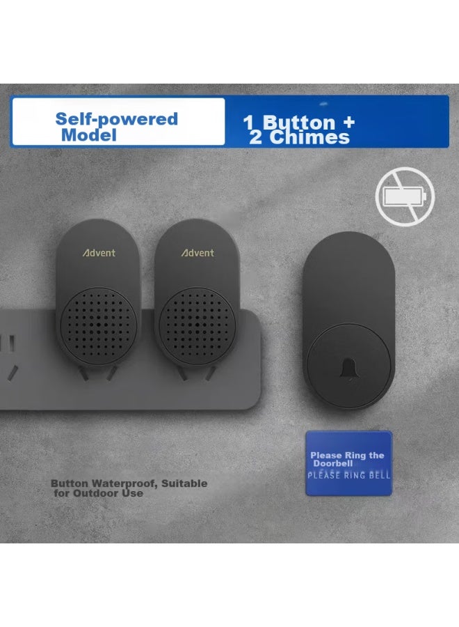 Advent Fl-313 Self-powered Wireless Doorbell, Battery-free Home Call System, One-to Combination - Image 1