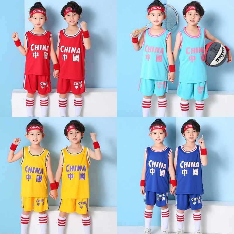 Children'S Basketball Suit Suit Fake Two-Piece Short-Sleeved Jersey For Boys And Girls Kindergarten Performance Suit Student Printing Training Suit - Image 4