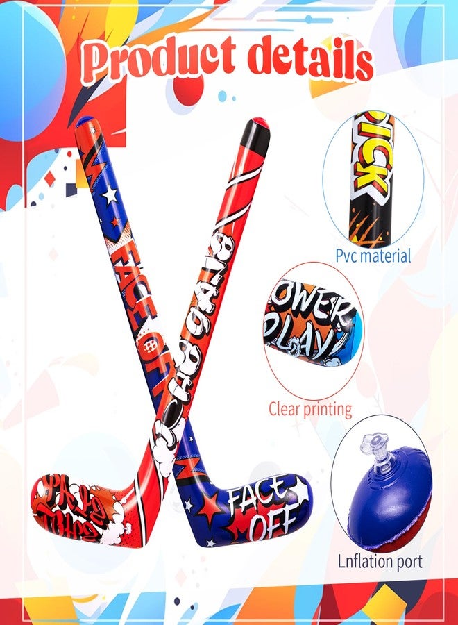 Deekin Set of 12 32 Inch Inflatable Hockey Sticks Party Favors Birthday Decorations, 4 Trendy Style, Funny Blow Up Hockey Stick Sports Birthday Party Supplies - Image 3
