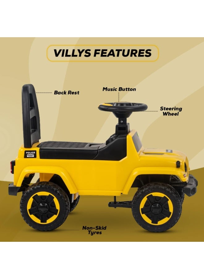 Raven Kids Car, Raven Ride-On Car for Kids, Push-On with Steering Wheel by Baby, Music and Lights Toy Car for Kids, Suitable for Girls and Boys Aged 1-3 Years (Yellow) - Image 2