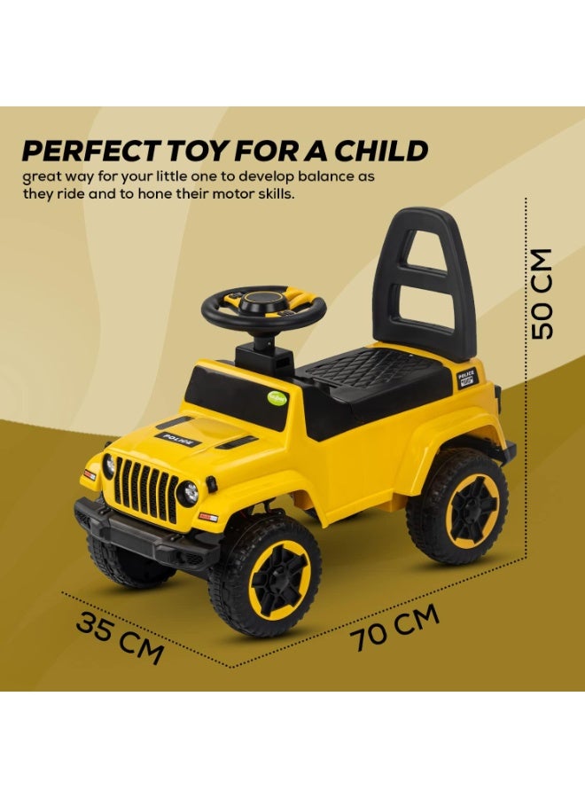 Raven Kids Car, Raven Ride-On Car for Kids, Push-On with Steering Wheel by Baby, Music and Lights Toy Car for Kids, Suitable for Girls and Boys Aged 1-3 Years (Yellow) - Image 3