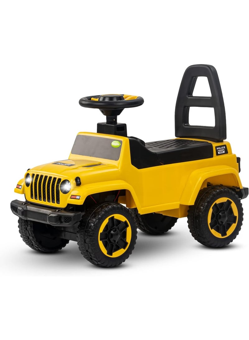 Raven Kids Car, Raven Ride-On Car for Kids, Push-On with Steering Wheel by Baby, Music and Lights Toy Car for Kids, Suitable for Girls and Boys Aged 1-3 Years (Yellow) - Image 1