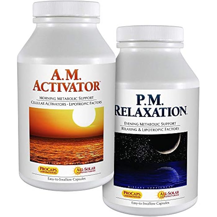 ANDREW LESSMAN A.M. Activator and P.M. Relaxation Kit - 30 Capsules of Each - A.M. Activator Promotes Energy and Fat Metabolism While P.M. Relaxation Encourages a Restful Night's Sleep - Image 1