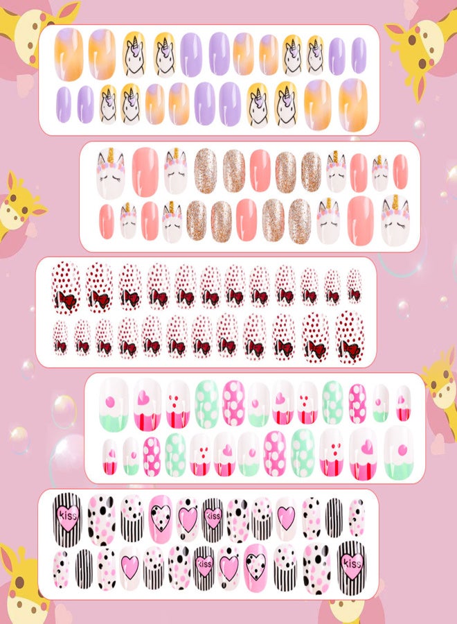 دوبورك مجموعة من 120 قطعة من الأظافر الاصطناعية اللطيفة، تغطي كامل الأظافر، مثالية للأطفال، لتزيين الأظافر بأنفسهم، هدية رائعة للأطفال - Image 3