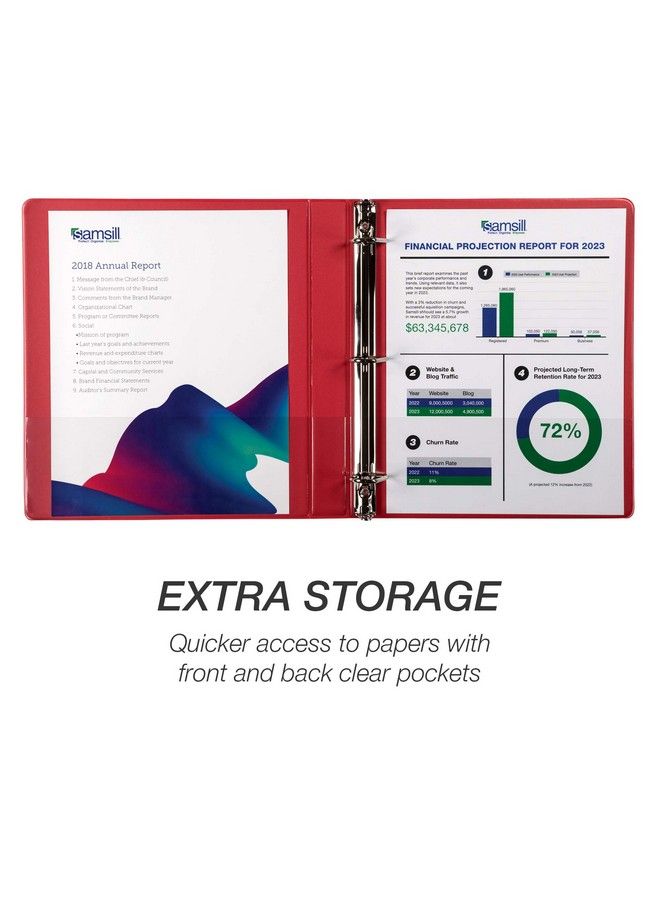 Samsill Durable 1 Inch Binder Made In The Usa D Ring Binder Customizable Clear View Binder Red Holds 225 Pages - Image 5
