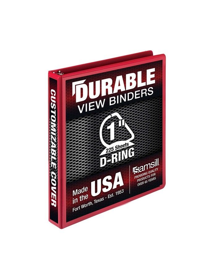 Samsill Durable 1 Inch Binder Made In The Usa D Ring Binder Customizable Clear View Binder Red Holds 225 Pages - Image 1