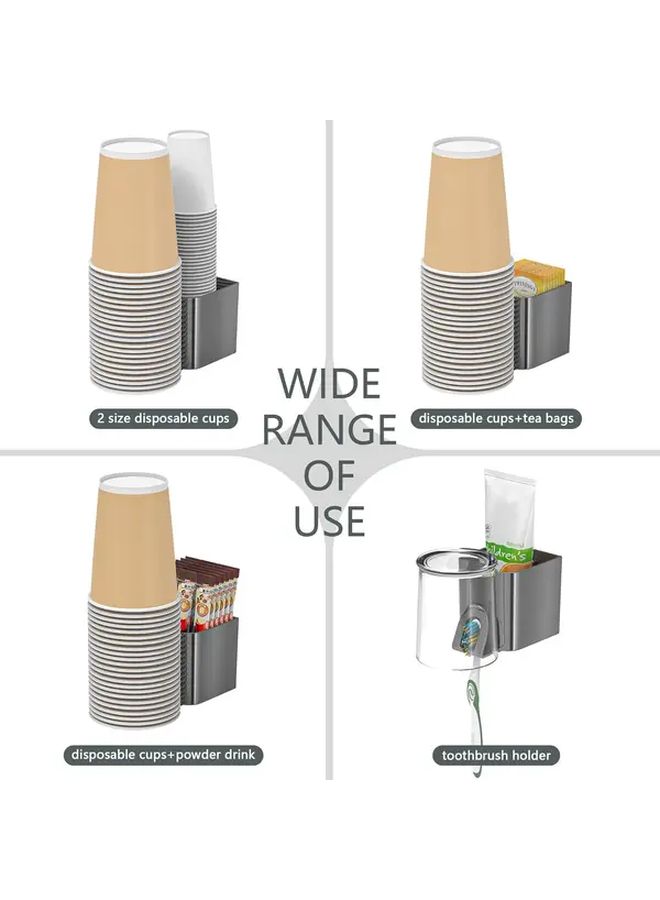 2 Seat Cup Dispenser With Adhesive Wall Mount 1 Set Heavy Duty Plastic Cup Holder - Image 2