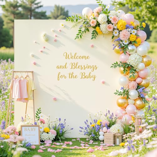 Suppromo 6.6FT x 6.6FT Ivory Square Arch Backdrop Covers Spandex Fitted Wedding Arch Covers Stretchy Backdrop for Baby Shower Birthday Party Bridal Shower Ceremony Photo Photography Background Decorations - Image 1