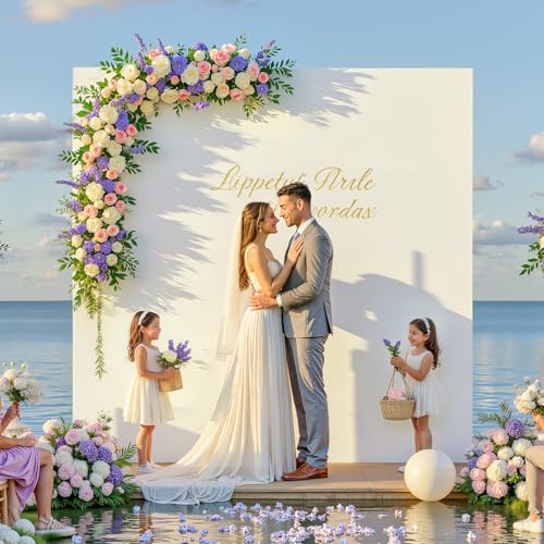 Suppromo 6.6FT x 6.6FT Ivory Square Arch Backdrop Covers Spandex Fitted Wedding Arch Covers Stretchy Backdrop for Baby Shower Birthday Party Bridal Shower Ceremony Photo Photography Background Decorations - Image 2