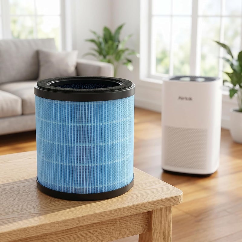 فلتر بديل متوافق مع أجهزة تنقية الهواء AIRTOK AP1001، فلتر H13 HEPA رباعي الوظائف، فلتر كربون نشط عالي الكفاءة، رقم القطعة AP1001-RF، عبوة من 2 - Image 5
