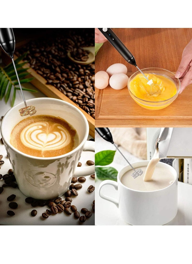 Handheld  3 In 1; Electric Foam Maker, Egg Beater, Drink Mixer. USB Rechargeable, Mini Blender For Coffee Latte Cappuccino Hot Chocolate, Black  - Image 5