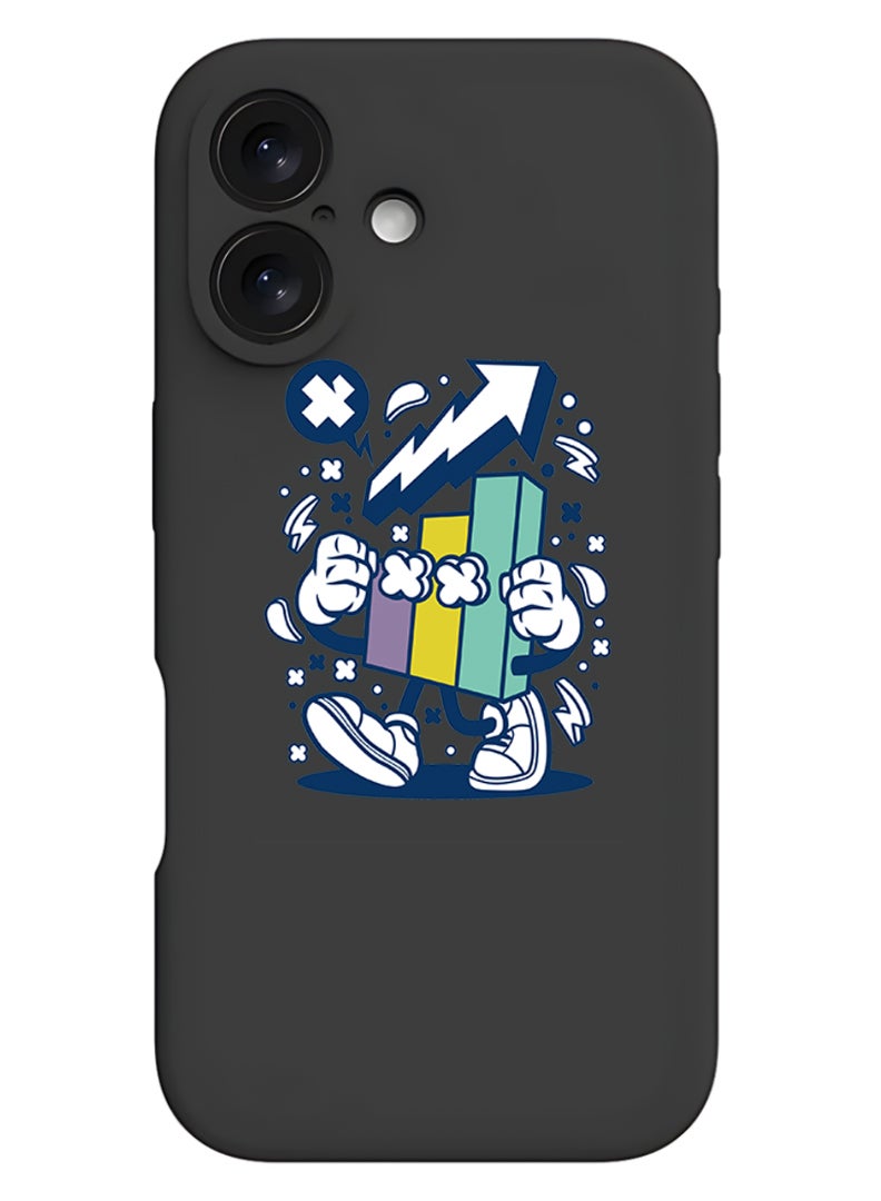 Theodor iPhone 16 Black Protective Slim Fit Case Liquid Silicone Cover with Full Body Protection Anti-Scratch Shockproof Case For iPhone - Stocks Market 2 - Image 1