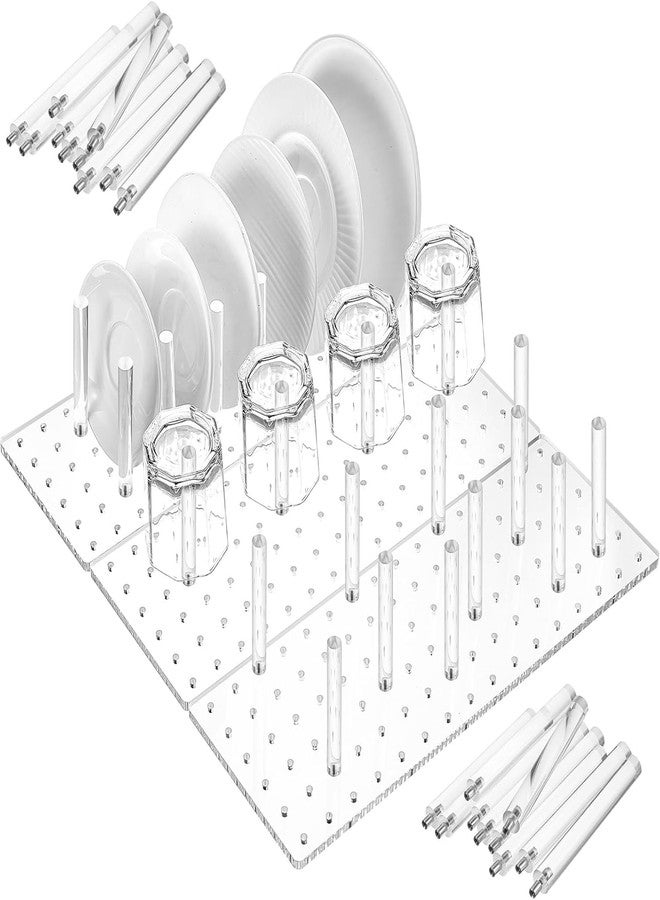 HOMANLY Acrylic Pegboard Drawer Organizer, 3 Pieces, 45 x 15 cm, 288 Holes with 32 Pegs, Clear Kitchen Storage System - Image 1