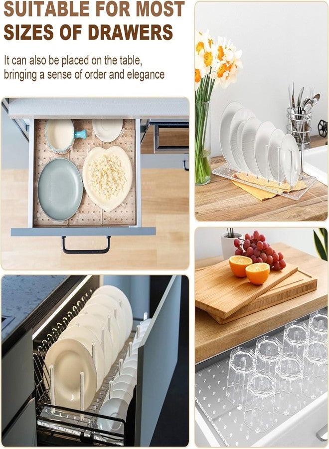 HOMANLY Acrylic Pegboard Drawer Organizer, 3 Pieces, 45 x 15 cm, 288 Holes with 32 Pegs, Clear Kitchen Storage System - Image 5